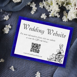 Elegante Gerahmt Blue and White Wedding Website Begleitkarte