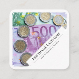 Elegante gerahmte Euro-Geldexperten Quadratische Visitenkarte