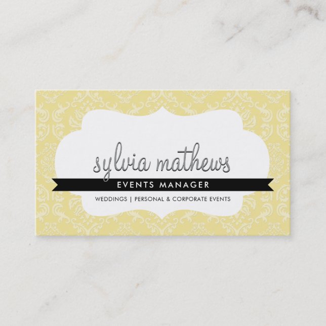 ELEGANTE GESCHÄFTSKARTE :: stilvoller Damaskus-Rah Visitenkarte (Vorderseite)