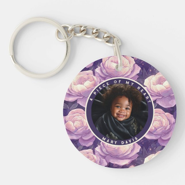 Elegante Geschenke für Paare Rose floral Schlüsselanhänger (Vorderseite)