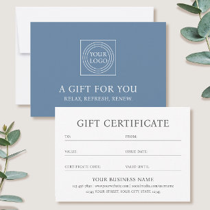 Elegante Geschenkgutschein Geschäft Logo Karte Bla