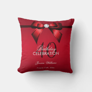 Elegante Geschenkschleife & Schleife 40. Geburtsta Kissen