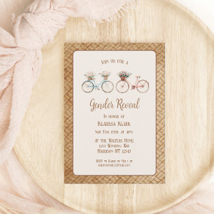Elegante Geschlechtsenthüllung mit Vintage-Fahrrad Einladung
