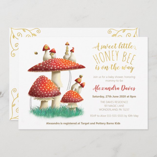 Elegante, geschlechtsneutrale Babydusche Einladung (Vorne/Hinten)