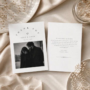 Elegante geschwungene Typografie Hochzeitsfoto Dankeskarte