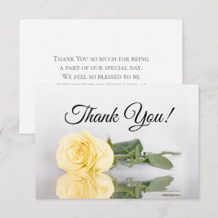 Elegante gespiegelte Buttergelbe Rose Einfache Hoc Dankeskarte