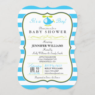 Elegante gestickte Hubschrauber-Baby-Shower-Einlad Einladung