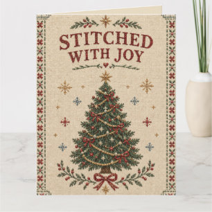 Elegante gestickte Weihnachten, Vintage-Nadelspitz Karte