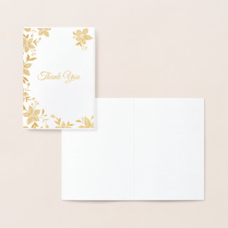 Elegante gestreifte Floral Danksagung Folienkarte