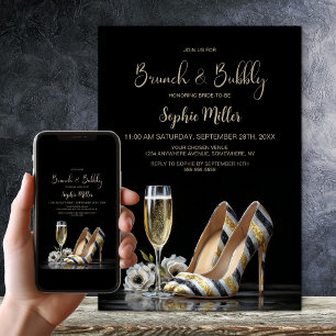 Elegante gestreifte High Heels Brunch und Sekt Einladung