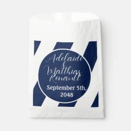 Elegante, gestreifte Hochzeit - Navy Blue, White Geschenktütchen