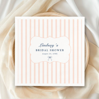 Elegante gestreifte Hochzeitsdusche mit Schleife Serviette