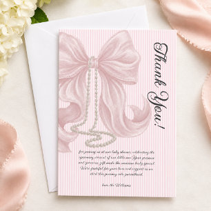 Elegante gestreifte Schleife Elfenbein Rosa Babypa Dankeskarte