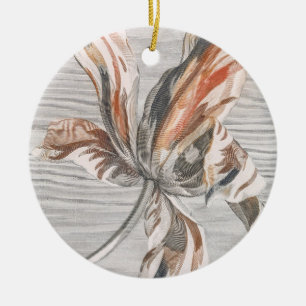 Elegante gestreifte Tulpe Antike Blumenradierung Keramik Ornament