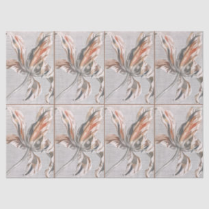 Elegante gestreifte Tulpe Antike Blumenradierung Seidenpapier