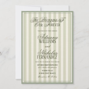 Elegante gestreifte Vintage-Grüne Hochzeit Einladung