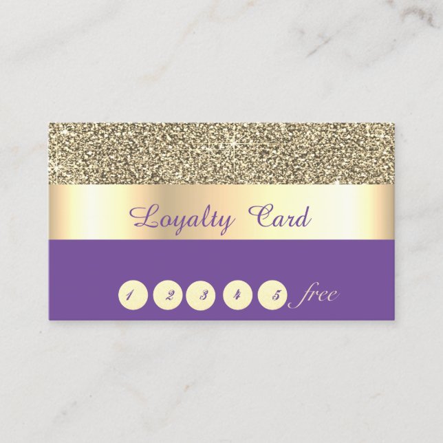 Elegante, gestreifte, violette, Gold Glitzer Treue (Vorderseite)