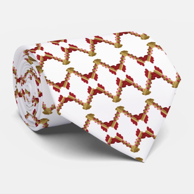 Elegante gestrickte Ringe Rot Gold Muster Krawatte (Gerollt)