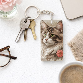 Elegante Getigerte Katze Schlüsselanhänger