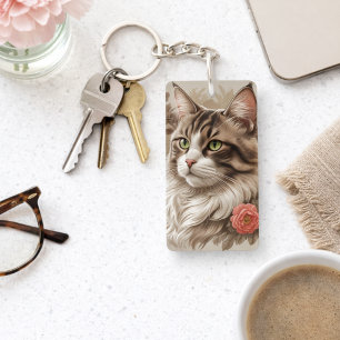 Elegante Getigerte Katze Schlüsselanhänger
