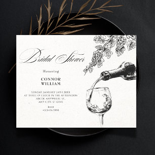 Elegante Getränk Wein Brautparty Einladung