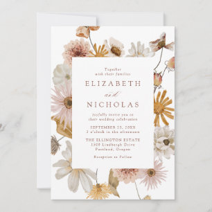 Elegante getrocknete Wildblumen-Hochzeitfloralie Einladung