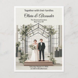 Elegante Gewächshaus-Hochzeit im botanischen Garte Postkarte