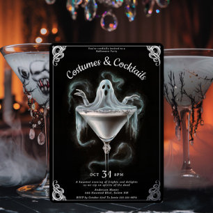 Elegante Ghost Martini Halloween-Party Folieneinladung