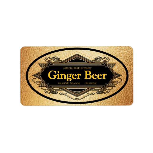 Elegante Ginger Beer Beverage Labels Adressaufkleber (Vorne)
