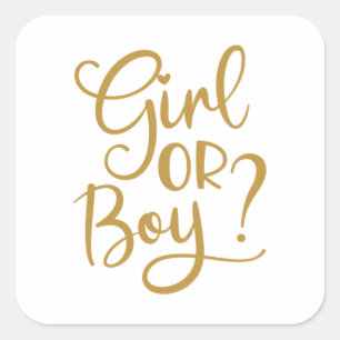 Elegante Girl or Boy Gold Glitzer Gender Reveal Quadratischer Aufkleber
