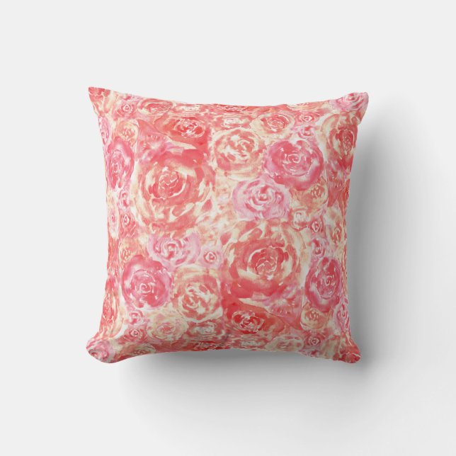 Elegante Girly Chic Coral Pink Rose Kissen (Vorderseite)