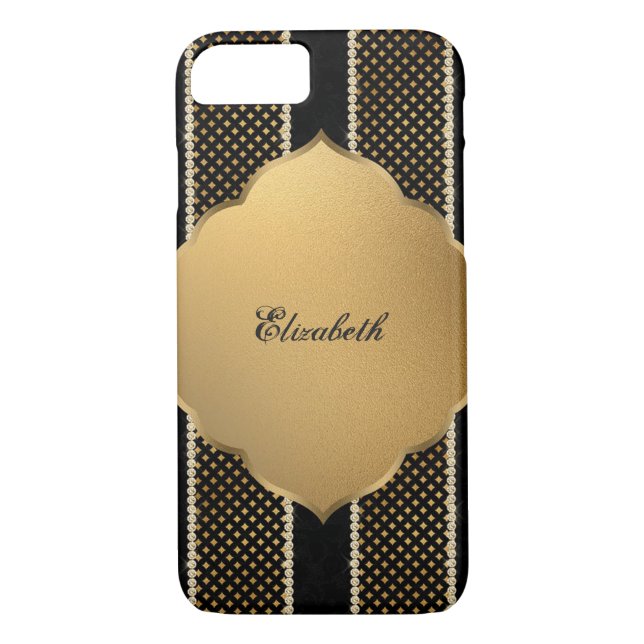 Elegante Girly Gold Diamonds - Personalisiert Case-Mate iPhone Hülle (Rückseite)