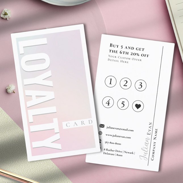 Elegante Girly Pastel Pink Loyalty Card Visitenkarte (Von Creator hochgeladen)