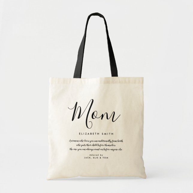 Elegante Girly Script Mama Quote Tote Bag Tragetasche (Vorne)