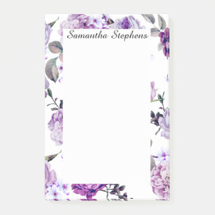 Elegante Girly Violet Lilac Purple Blumen Post-it Klebezettel