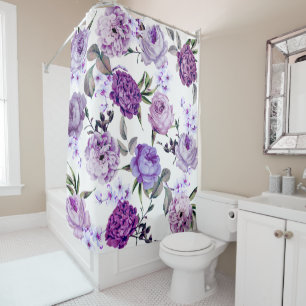 Elegante Girly violette lila lila Blumen Duschvorhang