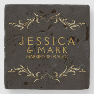 Elegante Girly Wirbel Blumenrahmen Steinuntersetzer