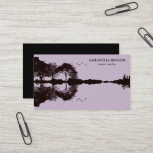 Elegante Gitarre See Schatten Landschaft Musik Lie Visitenkarte
