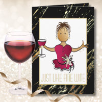 Elegante Glam Black Gold Rote Wine Geburtstag