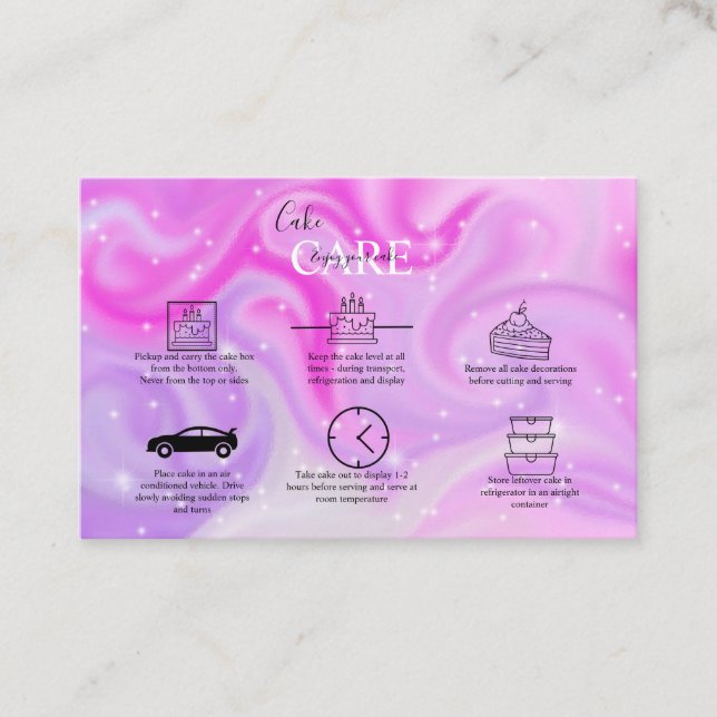 Elegante Glam Holographic Cake Care Business Card Visitenkarte (Vorderseite)