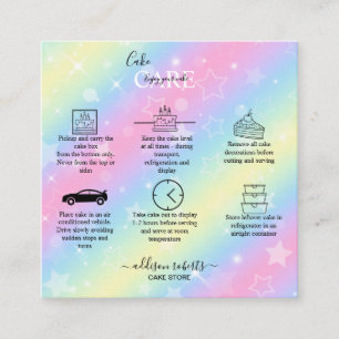 Elegante Glam Iridescent Sparkle Cake Care Square Quadratische Visitenkarte