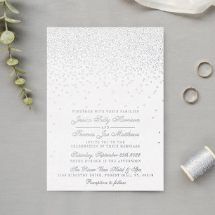 Elegante Glam Konfetti Hochzeit Echt Folieneinladung