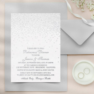 Elegante Glam-Konfetti-Hochzeitsprobe-Abendessen Folieneinladung