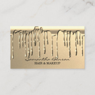 Elegante Glam Make-up Haare rot Gold Glitzer Tropf Visitenkarte