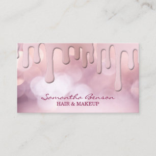 Elegante Glam Make-up Haare rot Rosa Glitzer Tropf Visitenkarte