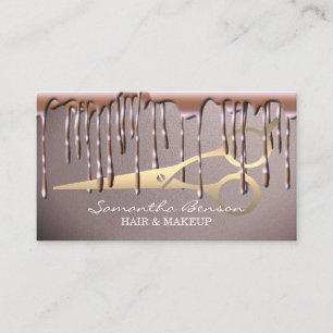 Elegante Glam Make-up Haare rot Rosa Glitzer Tropf Visitenkarte