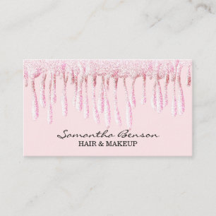Elegante Glam Make-up Haare rot Rosa Glitzer Tropf Visitenkarte