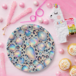 Elegante Glamour Opal Leoparden Druck Papier Telle Pappteller