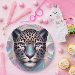 Elegante Glamour Opal Leoparden Druck Papier Telle Pappteller