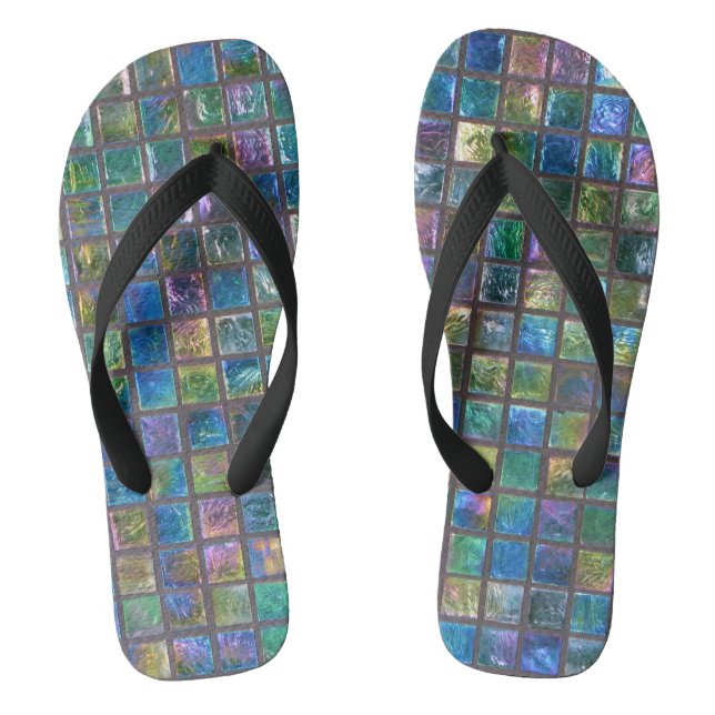 Elegante glänzende Aqua-Glas-Fliesen Flip Flops (Fußbett)